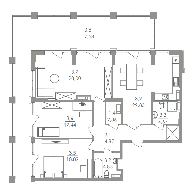 3-комнатная 138.47 м² в ЖК Greenville на Печерске от 39 950 грн/м², Киев