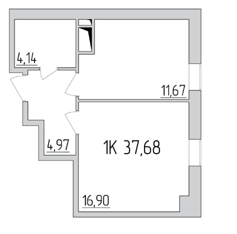 1-кімнатна 37.68 м² в ЖК Тридцять восьма перлина від 52 850 грн/м², Київ