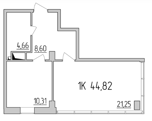 1-кімнатна 44.82 м² в ЖК Тридцять восьма перлина від 48 200 грн/м², Київ