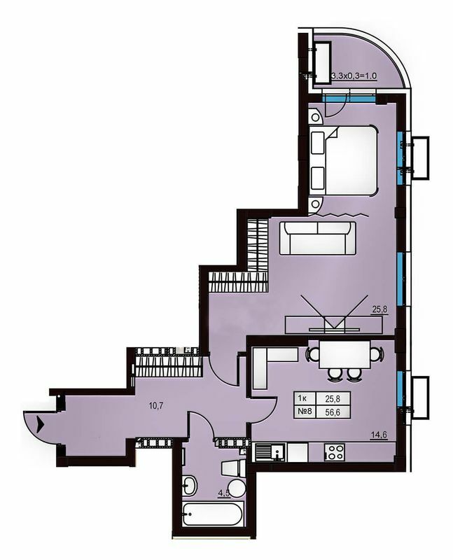 1-комнатная 56.6 м² в КД Эдельвейс Феофании от 35 150 грн/м², Киев