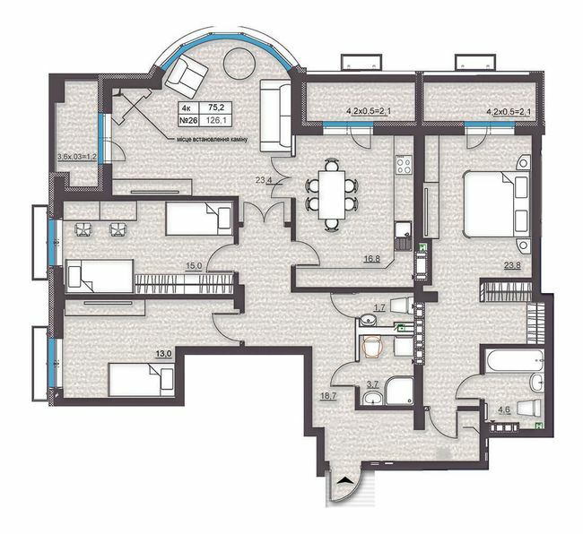 4-комнатная 126.1 м² в КД Эдельвейс Феофании от 34 500 грн/м², Киев