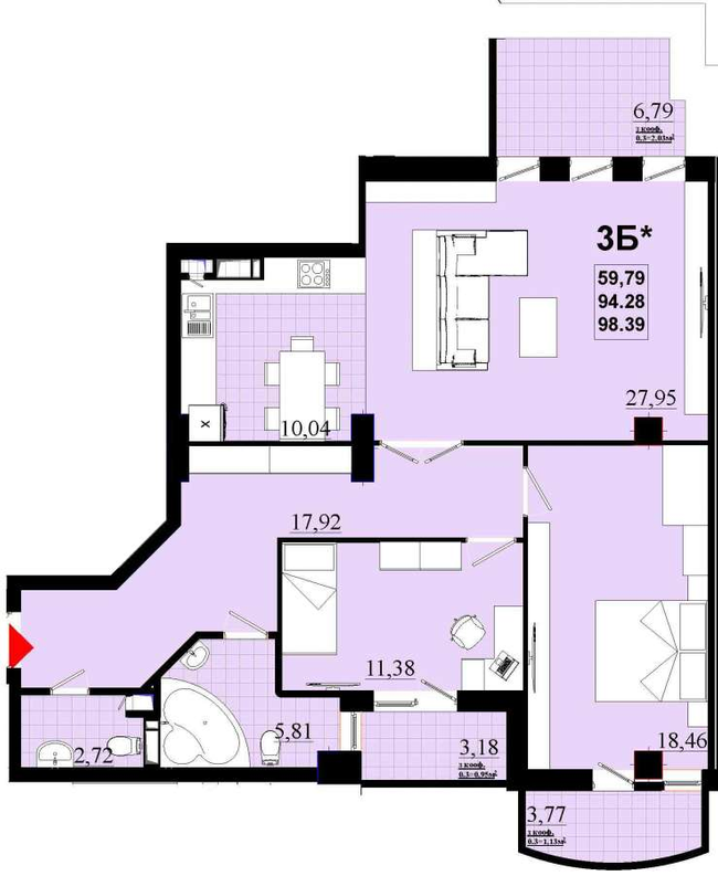 3-комнатная 98.39 м² в ЖК Златоуст от 35 500 грн/м², Киев