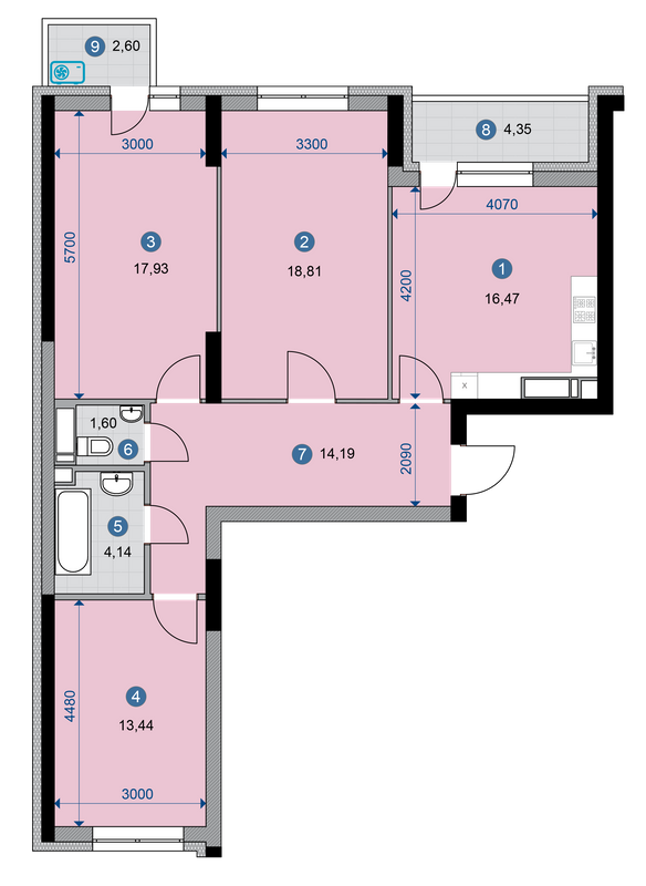 3-комнатная 91.71 м² в ЖК Campus от 23 800 грн/м², Киев