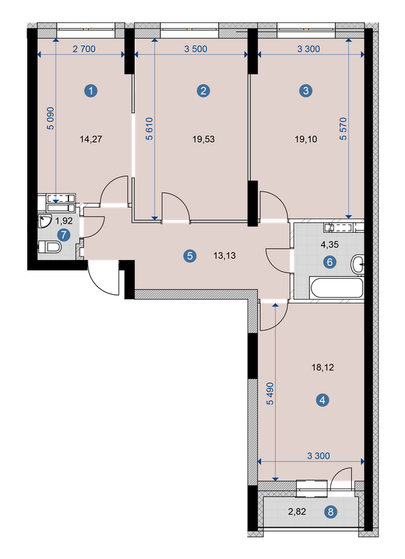 3-кімнатна 93.24 м² в ЖК Campus від 23 800 грн/м², Київ