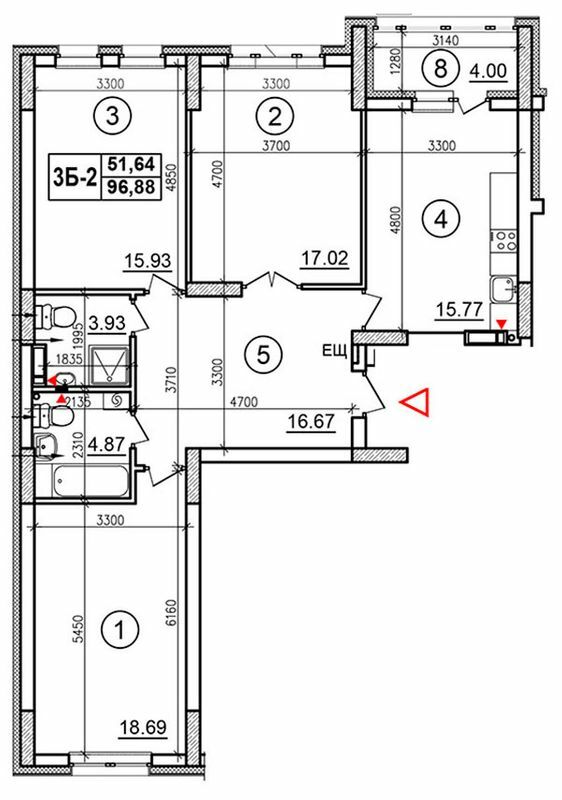 3-кімнатна 96.88 м² в ЖК Еврика від забудовника, Київ