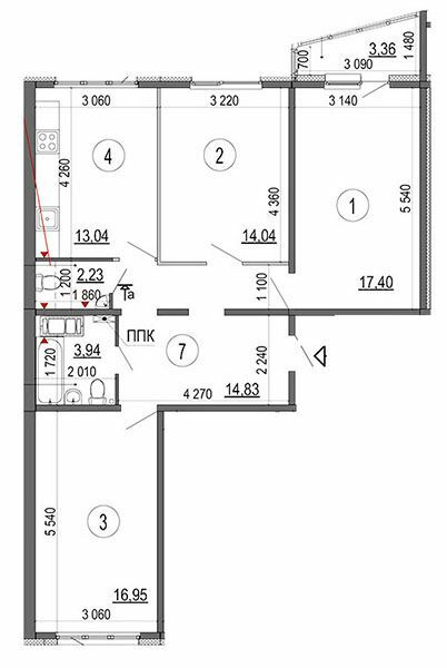 3-кімнатна 85.12 м² в ЖК Еврика від забудовника, Київ