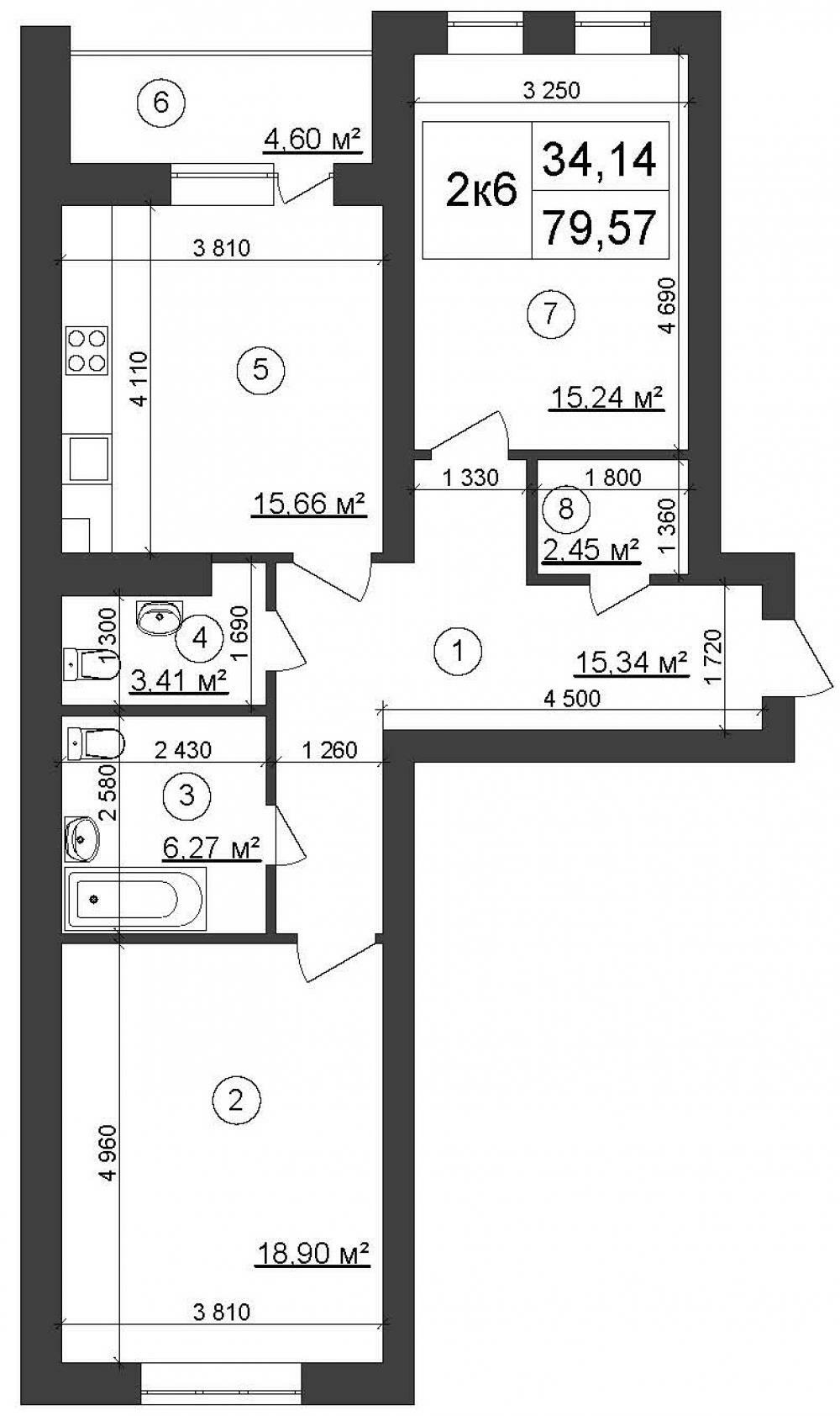 2-комнатная 79.7 м² в ЖК Сырецкий парк от 25 700 грн/м², Киев