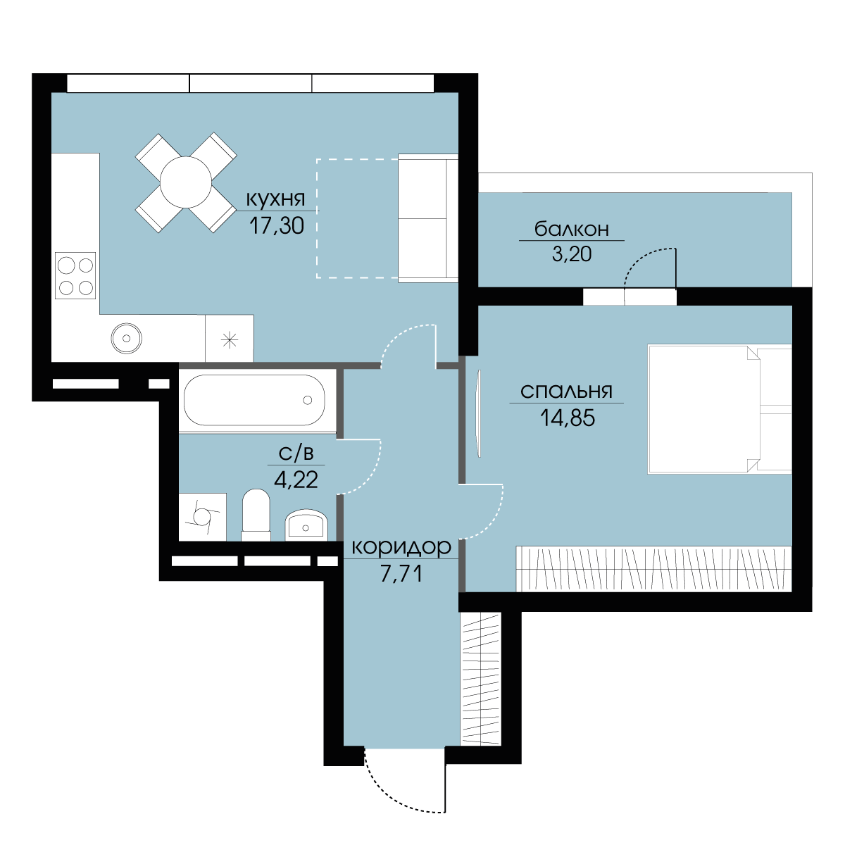 1-комнатная 45.04 м² в ЖК Echo Park 2 от 35 000 грн/м², с. Петропавловская Борщаговка