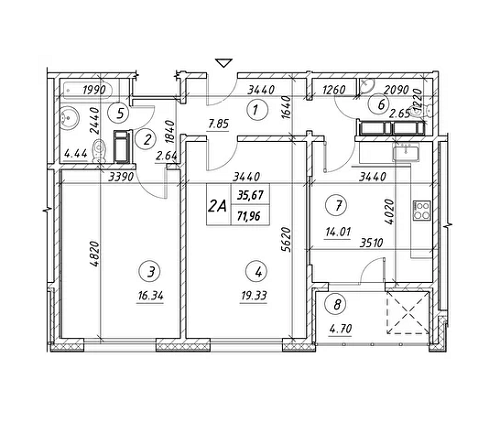 2-комнатная 71.96 м² в ЖК Ревуцкий от 18 500 грн/м², Киев