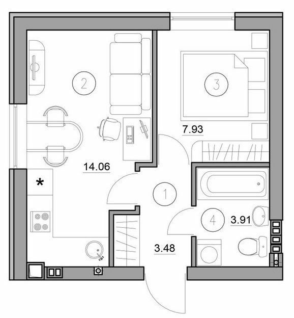 1-комнатная 29.38 м² в ЖК Уютный (ул. Сечевая, 31) от 19 600 грн/м², с. Софиевская Борщаговка