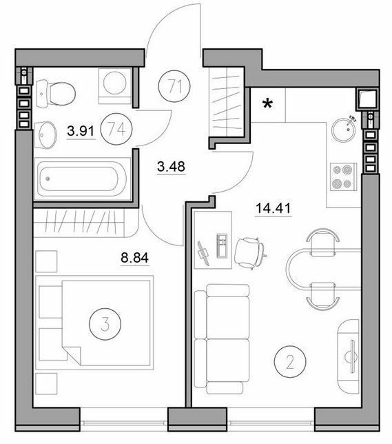 1-кімнатна 30.64 м² в ЖК Затишний (вул. Січова, 31) від 19 700 грн/м², с. Софіївська Борщагівка