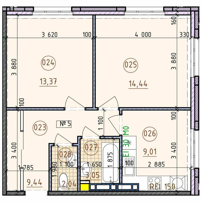 2-комнатная 51.35 м² в ЖК London от застройщика, г. Вышгород