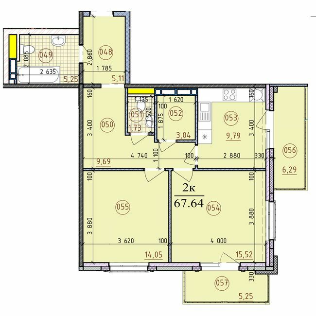 2-кімнатна 67.64 м² в ЖК London від забудовника, м. Вишгород