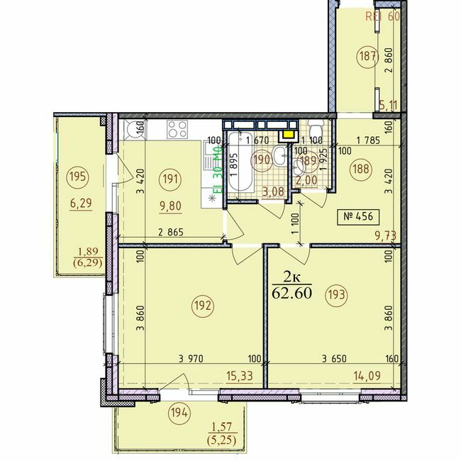 2-кімнатна 62.6 м² в ЖК London від забудовника, м. Вишгород