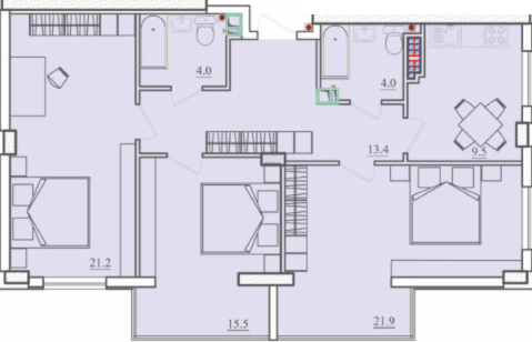 3-кімнатна 89.5 м² в ЖК Схід від 22 700 грн/м², Одеса