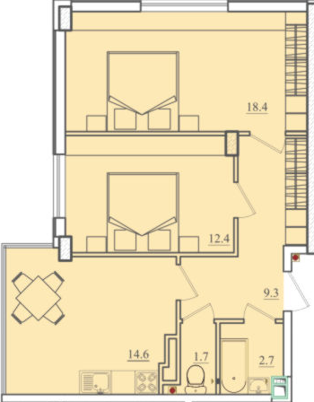 2-комнатная 59 м² в ЖК Восход от 27 350 грн/м², Одесса