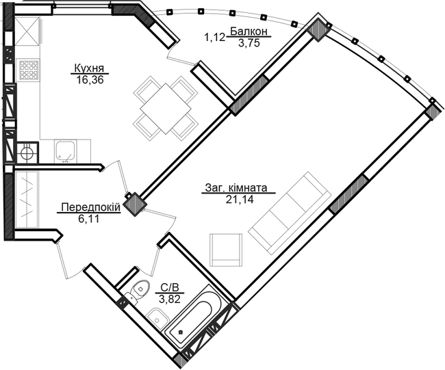 1-комнатная 49.25 м² в ЖК Ирпенские Липки от 17 000 грн/м², г. Ирпень