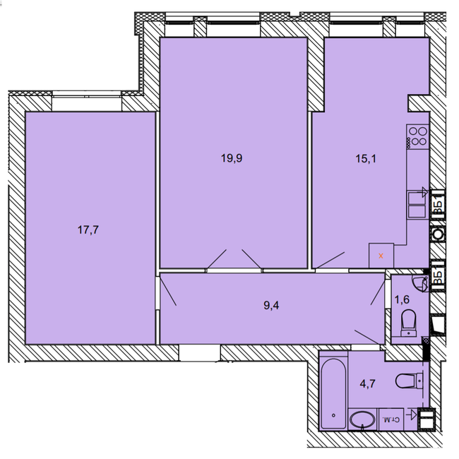 2-комнатная 68.4 м² в ЖК Найкращий квартал от 27 400 грн/м², г. Ирпень