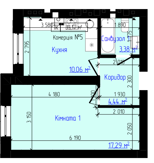 1-кімнатна 35.17 м² в ЖК Viking Home від 16 500 грн/м², м. Ірпінь
