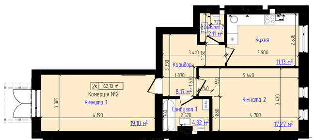 2-кімнатна 62.1 м² в ЖК Viking Home від 19 000 грн/м², м. Ірпінь