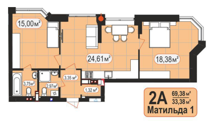 2-кімнатна 69.38 м² в ЖК Мюнхаузен 2 від 25 500 грн/м², м. Ірпінь
