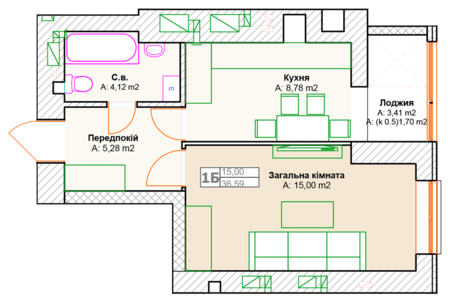 1-кімнатна 36.59 м² в ЖК Фортуна-2 від 20 500 грн/м², м. Ірпінь