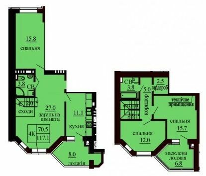 Двухуровневая 117.1 м² в ЖК София Сити от 16 550 грн/м², с. Софиевская Борщаговка