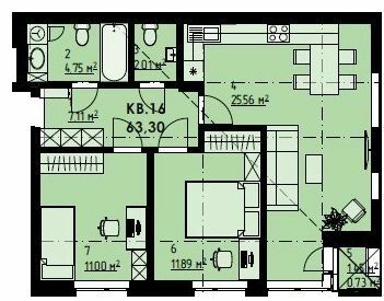 2-кімнатна 63.3 м² в КБ Покрова 3 від забудовника, м. Ірпінь