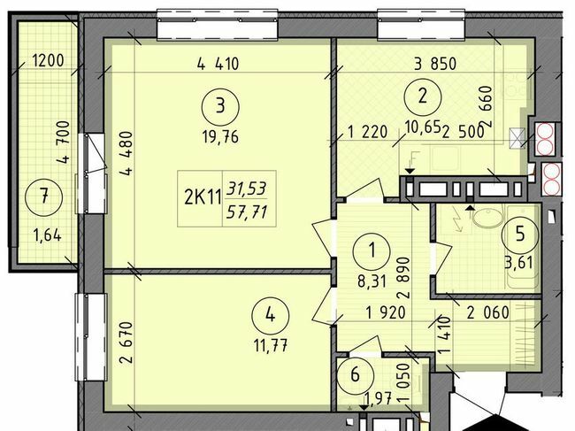 2-комнатная 57.71 м² в ЖК Французский бульвар от 14 650 грн/м², г. Вышгород