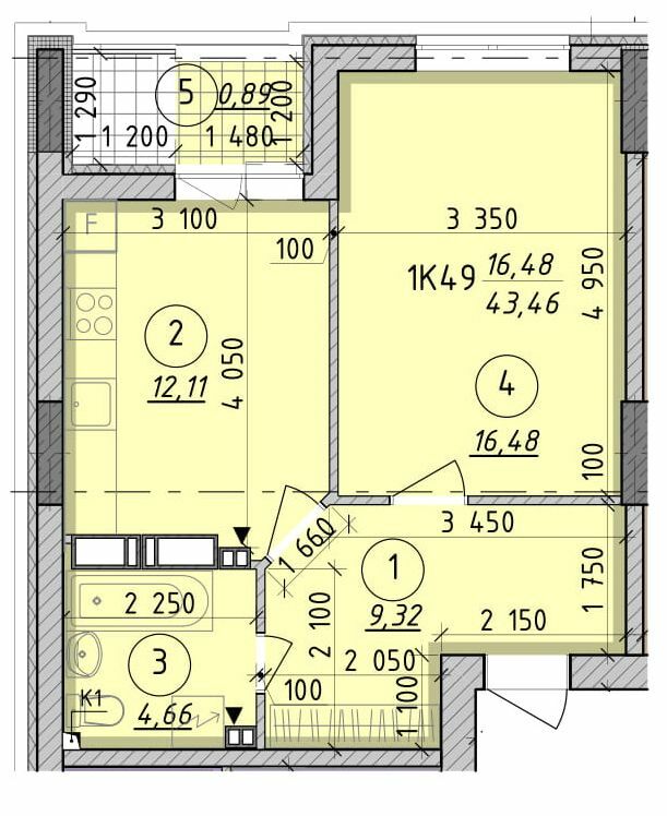 1-комнатная 43.46 м² в ЖК Борисо-Глебский 2 от 32 500 грн/м², г. Вышгород