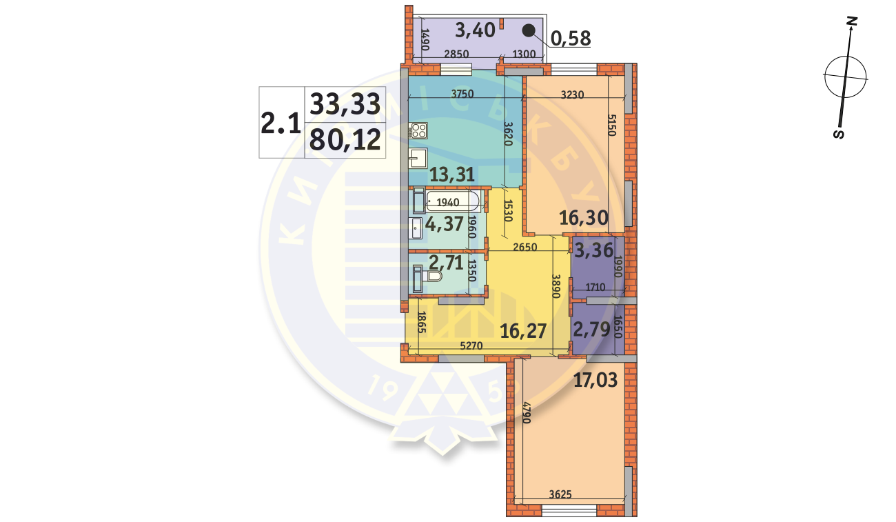 2-комнатная 84.7 м² в ЖК Новомостицкий от 24 997 грн/м², Киев