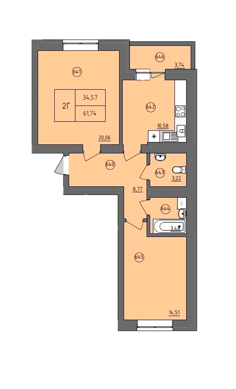 2-комнатная 61.64 м² в ЖК Жасмин от 15 000 грн/м², г. Ирпень