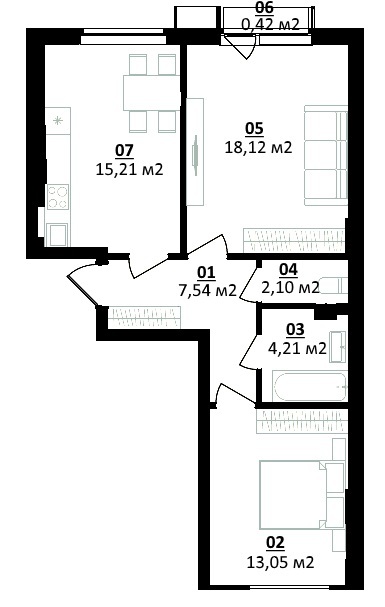 2-комнатная 60.65 м² в ЖК Белый Шоколад.Center от 11 250 грн/м², с. Белогородка