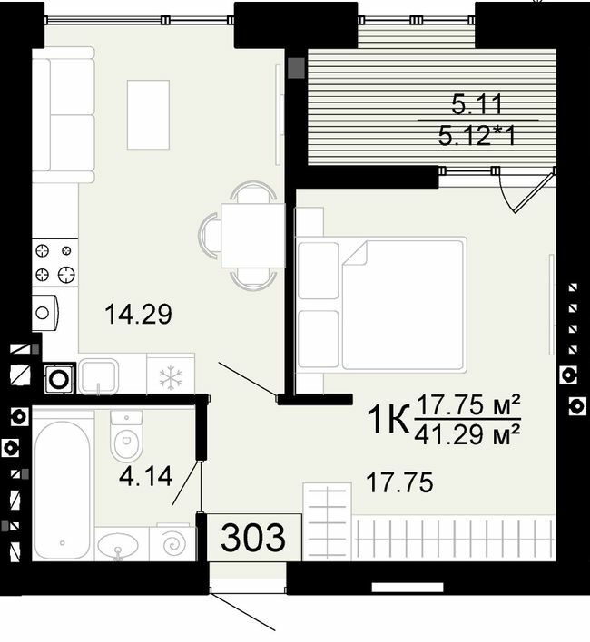 1-комнатная 41.29 м² в ЖК City Lake от 22 500 грн/м², с. Шевченково