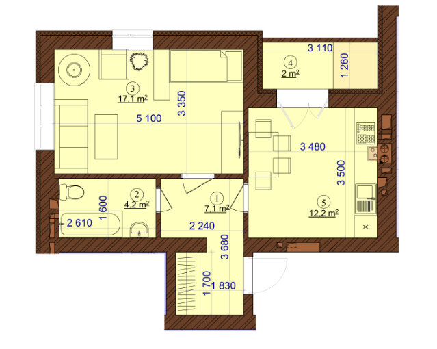 1-кімнатна 42.6 м² в ЖК Барвіха від 16 000 грн/м², м. Ірпінь