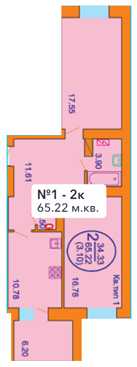 2-кімнатна 65.22 м² в ЖК Софія Київська від 15 500 грн/м², с. Софіївська Борщагівка