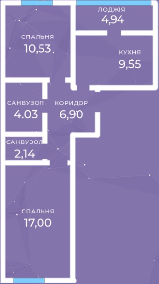 2-кімнатна 55.09 м² в ЖК Rococo viol від 21 300 грн/м², м. Ірпінь