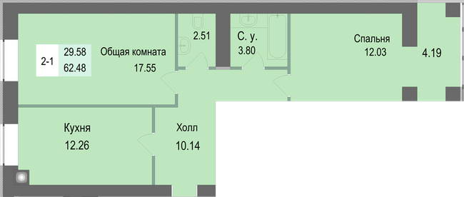 2-кімнатна 62.48 м² в ЖК Софіївська сфера від 17 000 грн/м², с. Софіївська Борщагівка