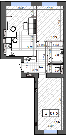 2-комнатная 61.5 м² в ЖК Новые Метры Park от 24 000 грн/м², г. Ирпень