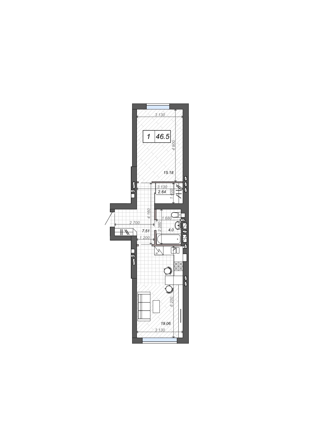 1-комнатная 46.5 м² в ЖК Новые Метры Club от 21 500 грн/м², г. Ирпень