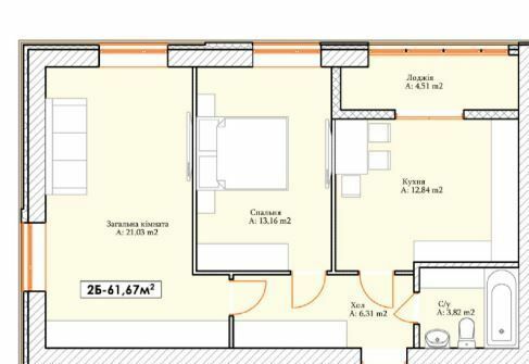 2-кімнатна 61.67 м² в ЖК Brighton Residence від 23 050 грн/м², м. Ірпінь