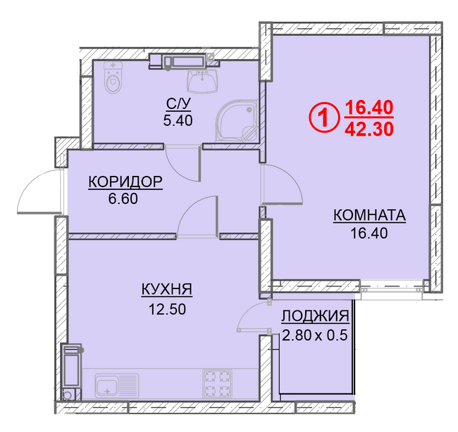 1-кімнатна 42.3 м² в ЖК Велесгард від 23 000 грн/м², м. Вишгород