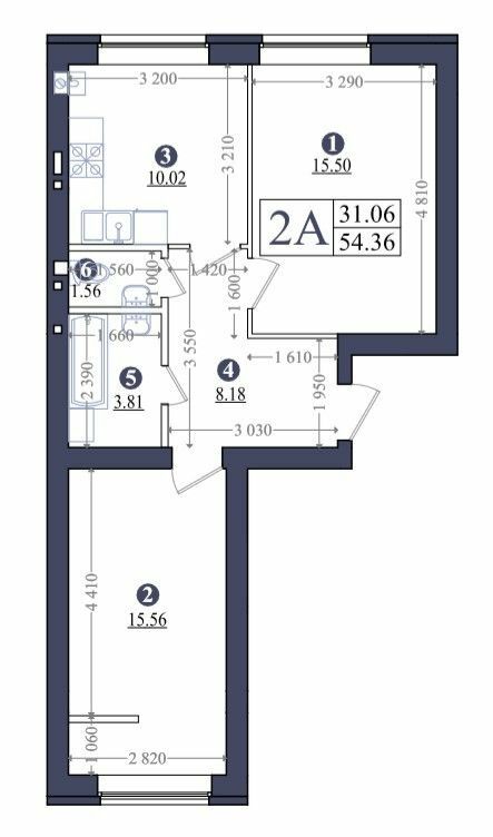 2-комнатная 54.36 м² в ЖК Эмоция от 16 500 грн/м², с. Хотов