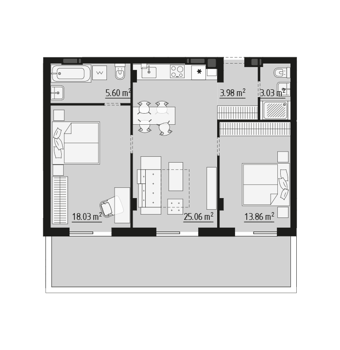 2-кімнатна 69.56 м² в ЖК PARKTOWN від 19 500 грн/м², смт Гостомель