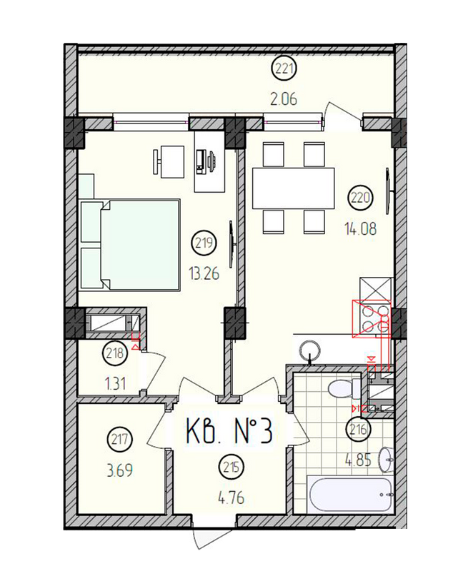 1-комнатная 44.01 м² в ЖК Закарпатский от застройщика, Ужгород