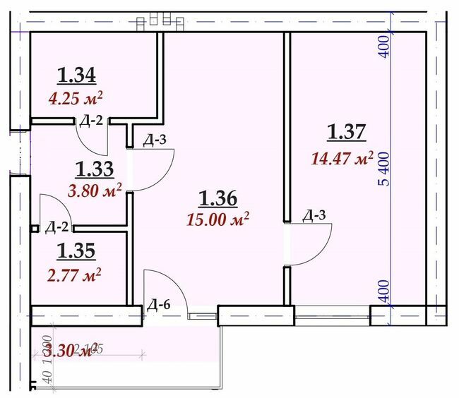 1-кімнатна 43.59 м² в ЖК Сучасний від 16 050 грн/м², м. Мукачеве