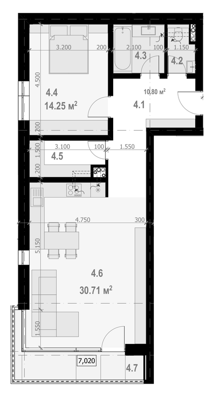 2-кімнатна 69.65 м² в ЖК Бабяка від забудовника, Ужгород