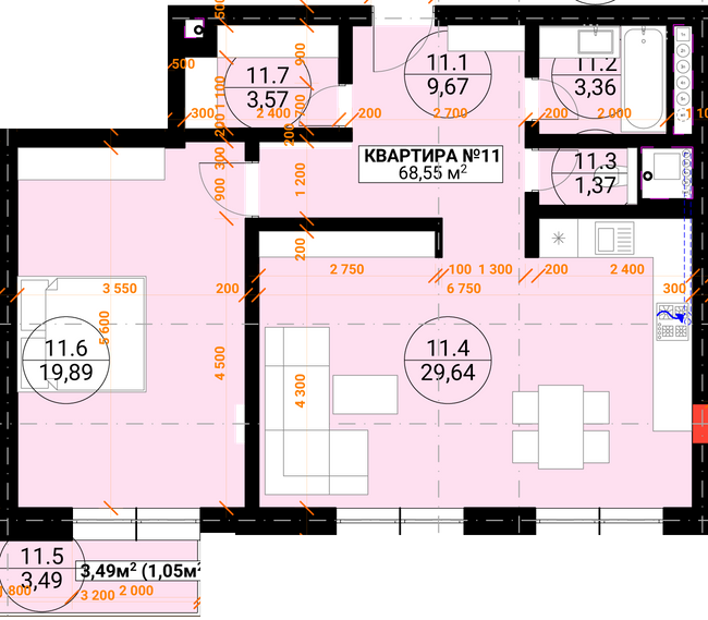 2-комнатная 68.55 м² в ЖК Грот от 23 950 грн/м², Ужгород