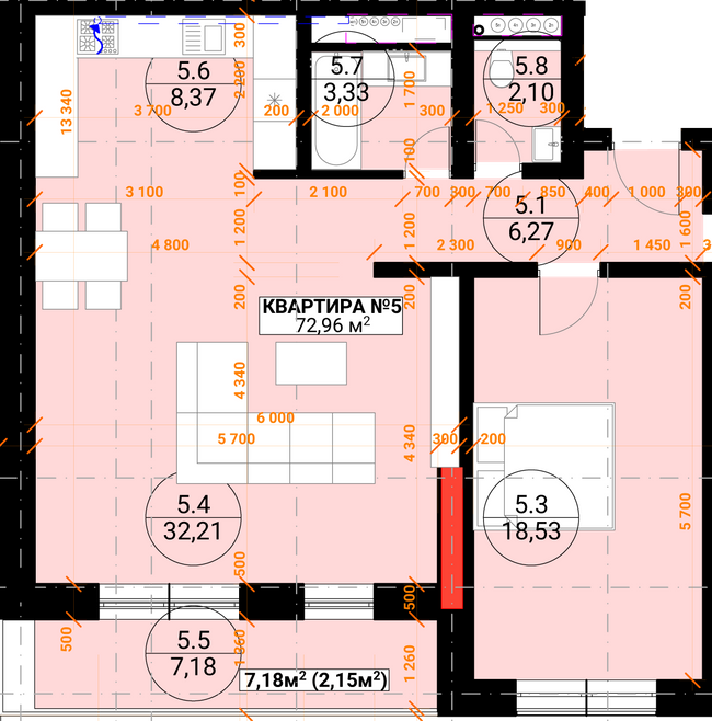 2-кімнатна 72.96 м² в ЖК Грот від 23 950 грн/м², Ужгород