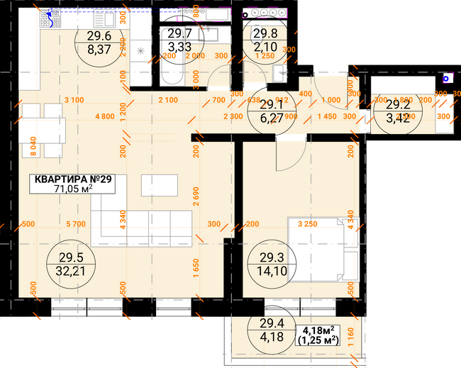 2-кімнатна 71.05 м² в ЖК Грот від 23 950 грн/м², Ужгород